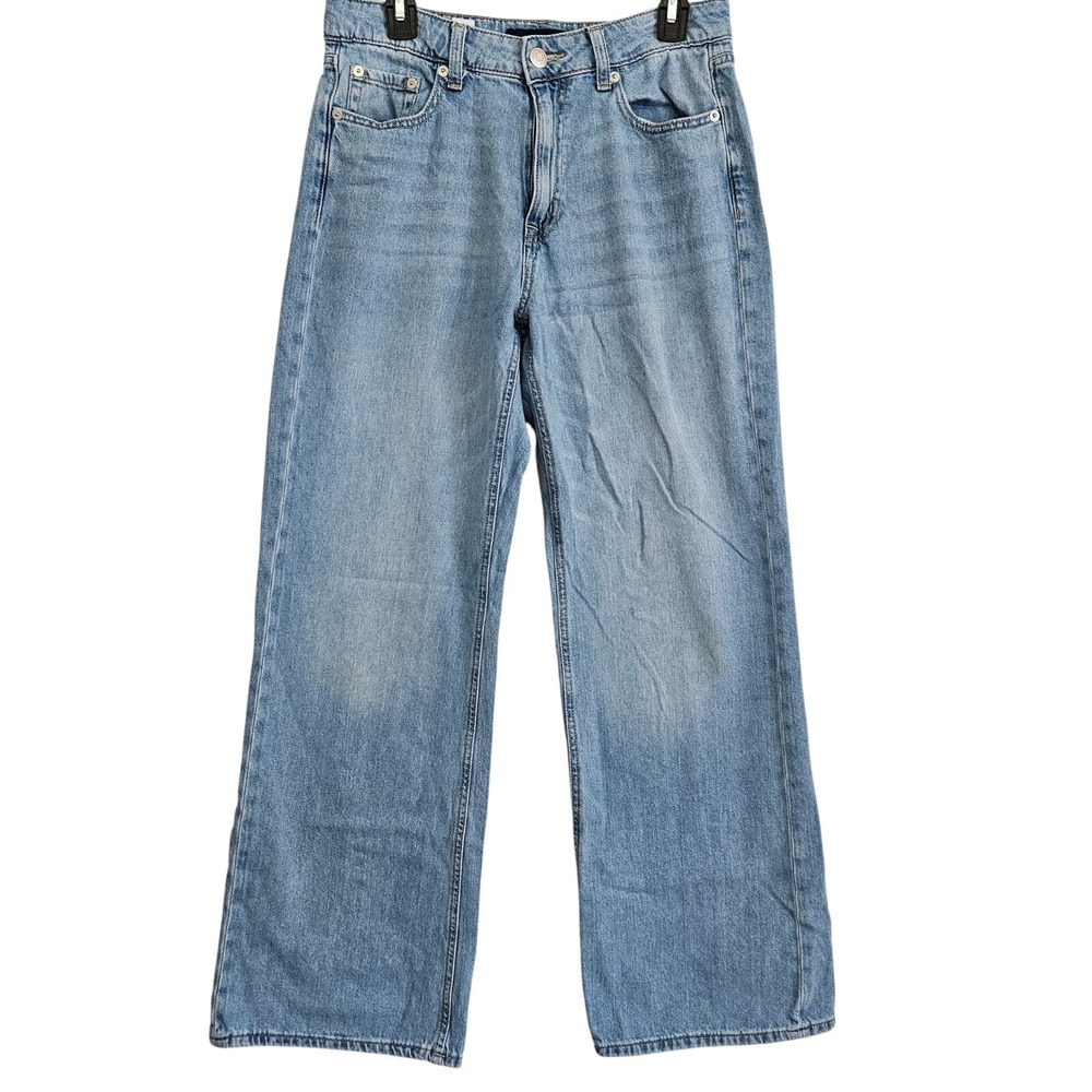 Aeropostale‎ High Rise Wide Leg Jeans Size 8 Light Wash Y2K  Style Skater
